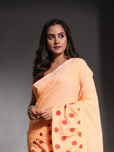 Light Orange Pure Cotton Ruffle Saree-MA54CT33660083